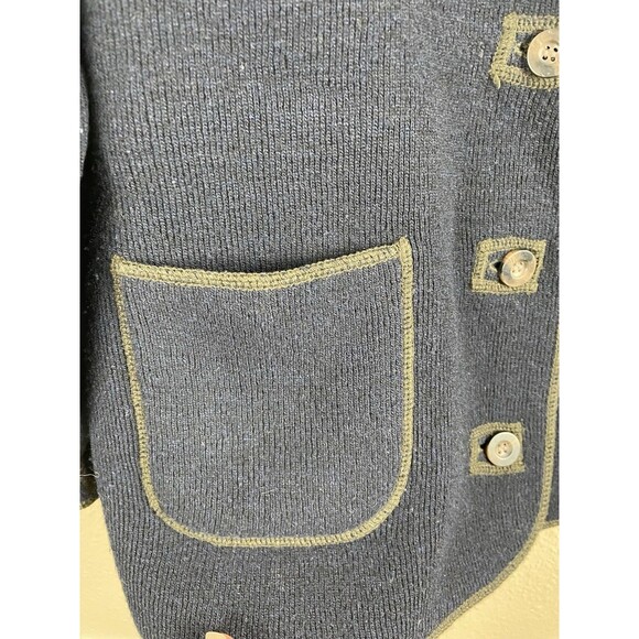 Women's Vintage LL Bean Navy Knit Button Lamb's Wool Chore Sweater M Medium - Picture 4 of 11
